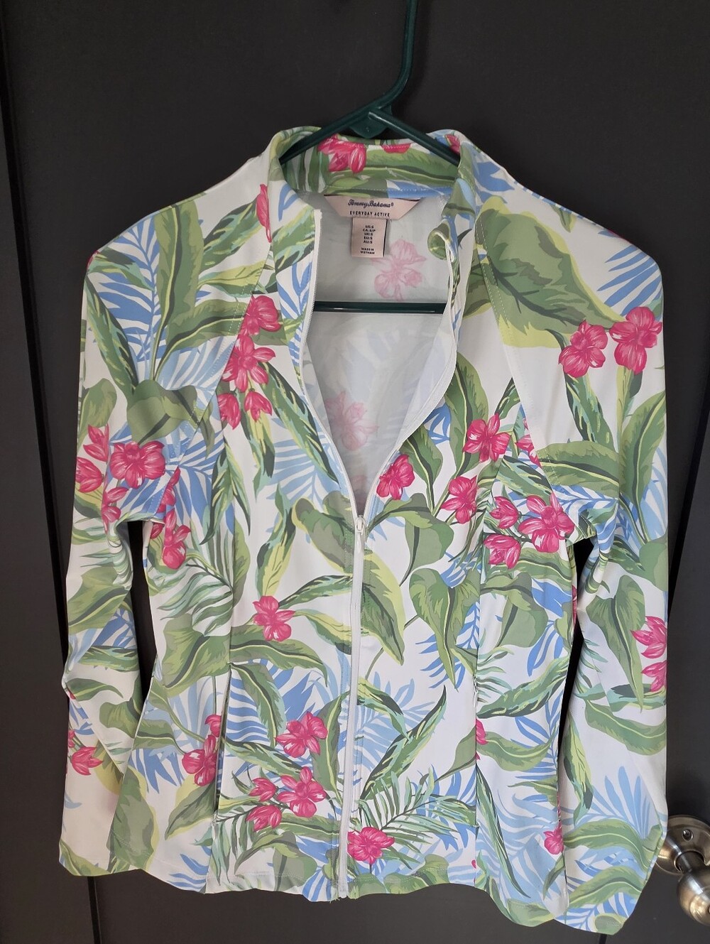 Tommy Bahama Zip-Up Jacket with Pink & Green Tropical Print